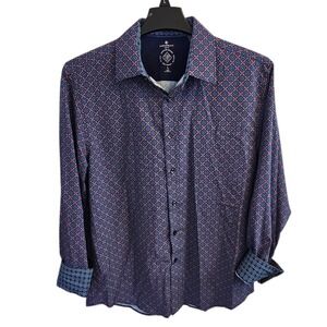 CON.STRUCT SLIM FIT 4-Way Stretch Men's Large No Iron Flip Cuff Floral Check‎